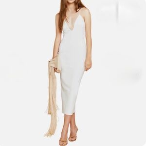 Katie May My Vibe Deep V-Neck Midi Dress, Ivory, L